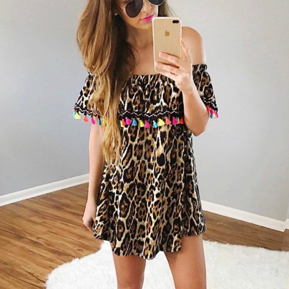 [Reborn J] Leopard Print Tassel Dress
